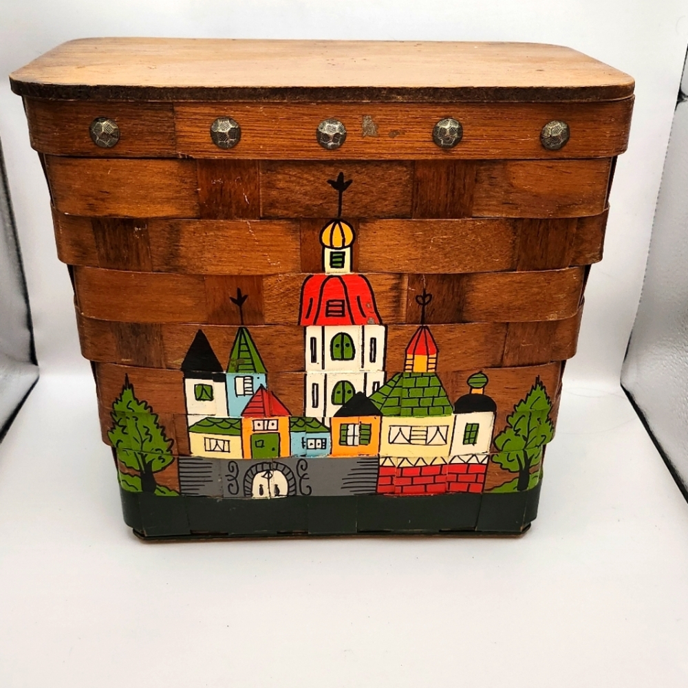Vintage Gary Gail Dallas Wooden Purse 9 X 9.5 X 5.5